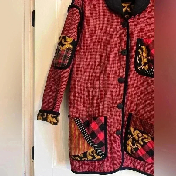 Vintage CANVASBACKS LUTTON & HORSFIELD Red Black Buffalo Plaid Jacket Medium - Picture 2 of 7